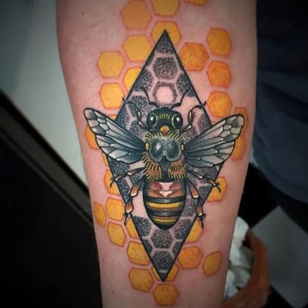 Geometric Bee Tattoo