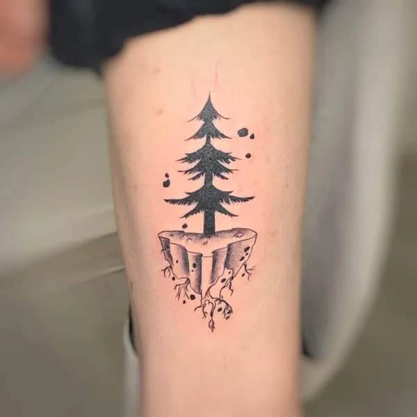 Black Pine Tree Tattoo