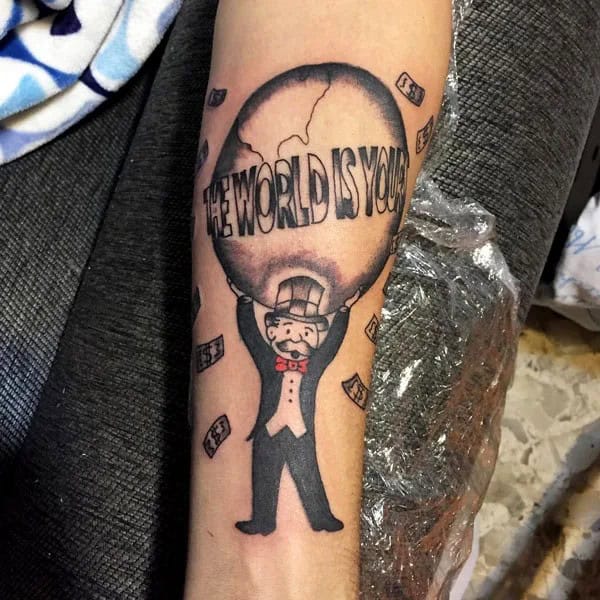 “The World Is Yours” Monopoly Tattoo