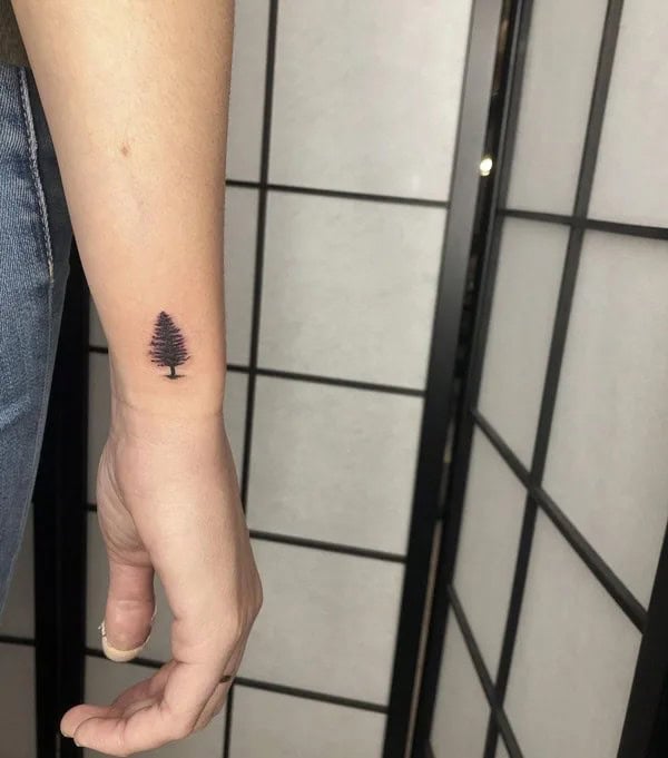 Tiny Pine Tree Tattoo