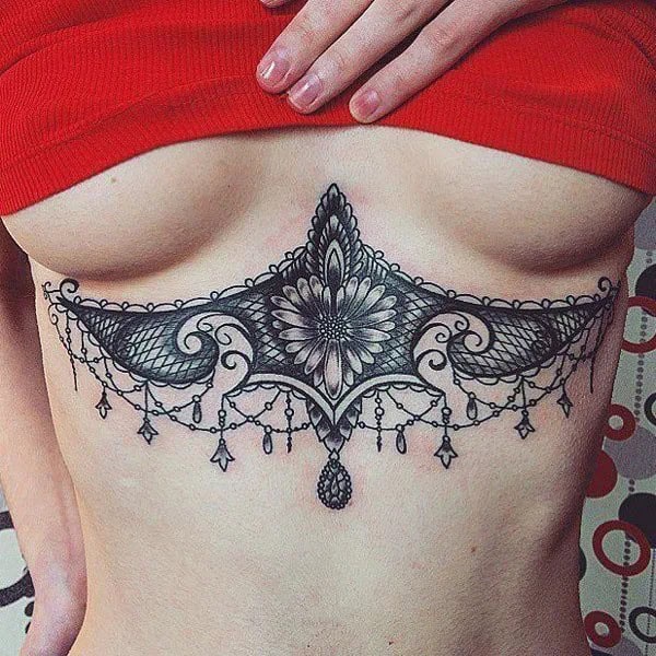 Lace Under Breast Tattoos