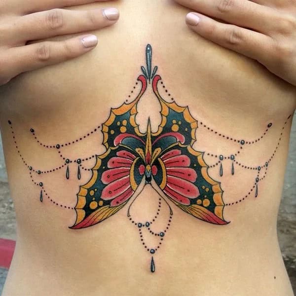 Butterfly Underboob Tattoo