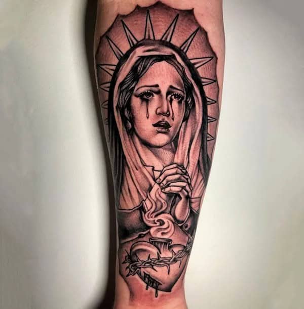 Virgin Mary Sacred Heart Tattoo