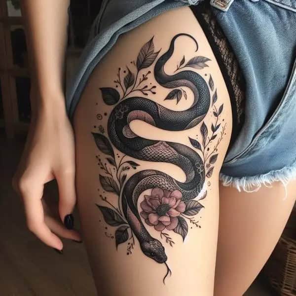 Snake Tattoo On the thigh