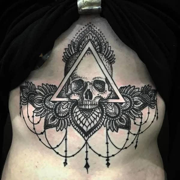 Skull Underboob Tattoo