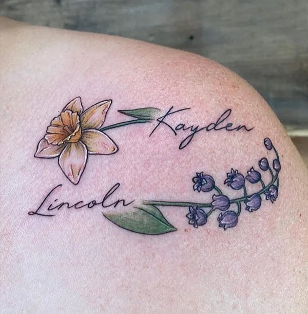 Daffodil and Lily Of The Valley Tattoo