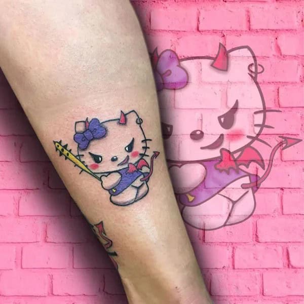 Ankle Hello Kitty Tattoo