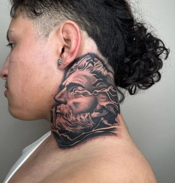 Poseidon Neck Tattoo