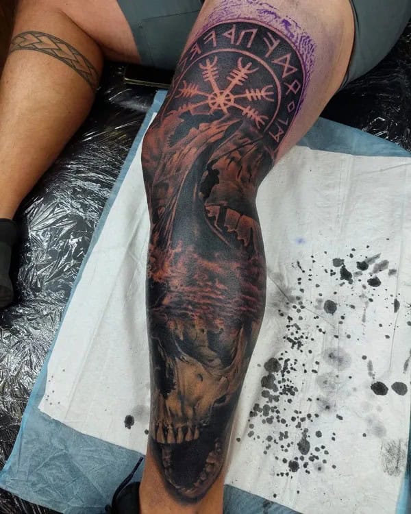 Viking Leg Sleeve Tattoo