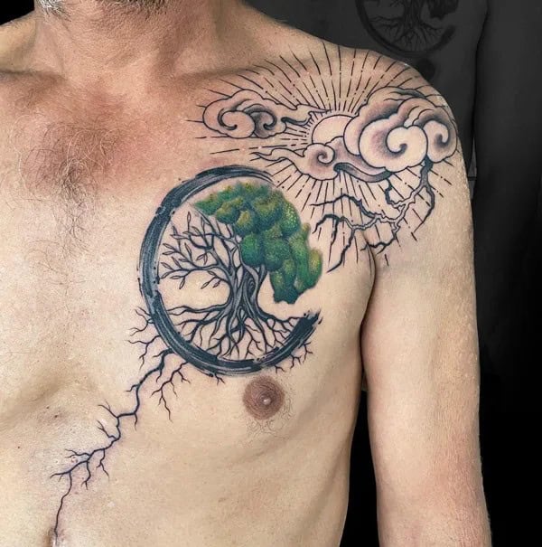 Tree Of Life Chest Tattoo