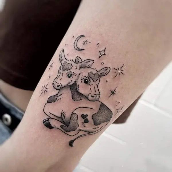 Two Headed Cow Tattoo