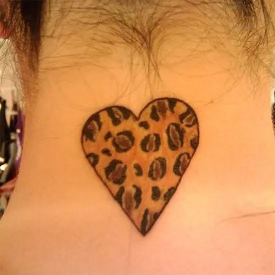 Leopard Heart Tattoo on Neck