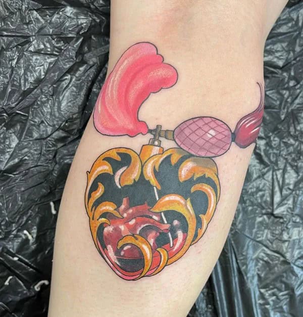 Anatomical Heart Tattoo On Chest