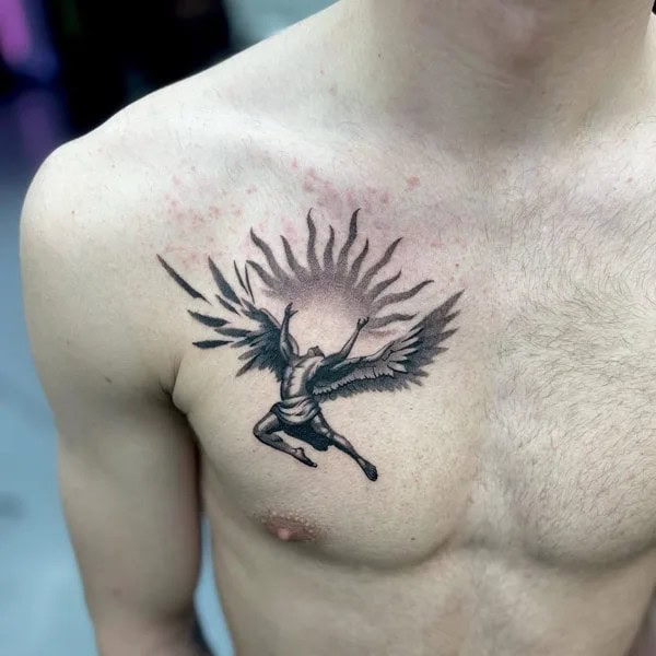 Icarus Chest Tattoo