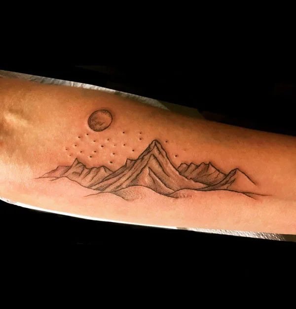 Moon and Mountain Tattoo