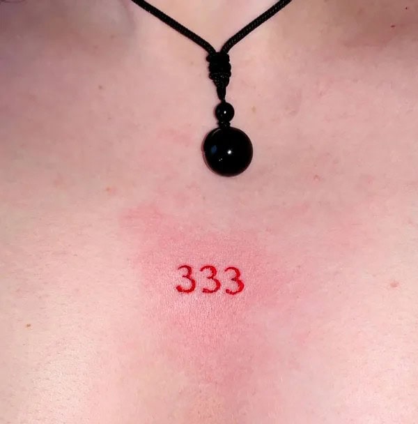 333 Behind The Neck Tattoo