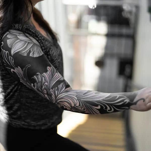 Blackwork Flower Tattoo