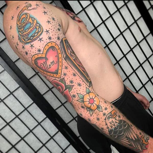 American Traditional Sleeve Tattoo