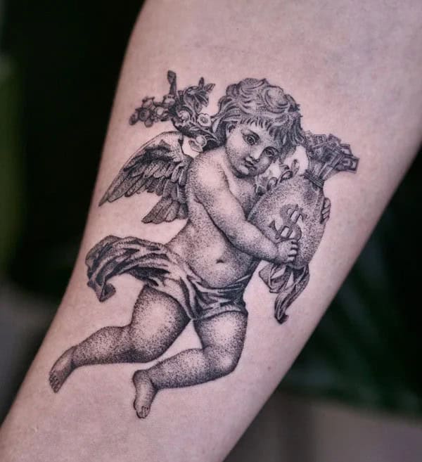 Cupid with Money Tattoo