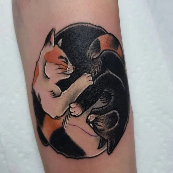 Cat Yin Yang Tattoo