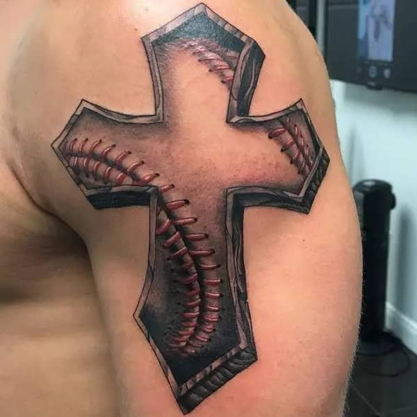 Cross Baseball Tattoo