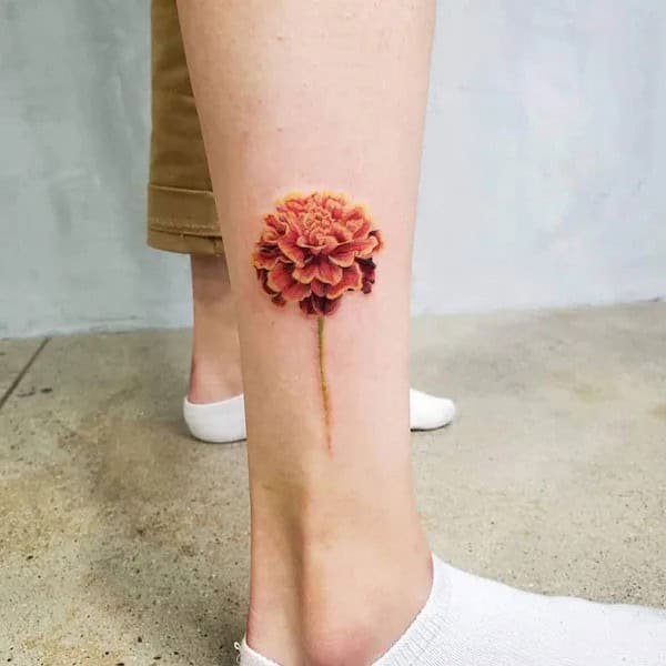 Marigold Tattoo on leg