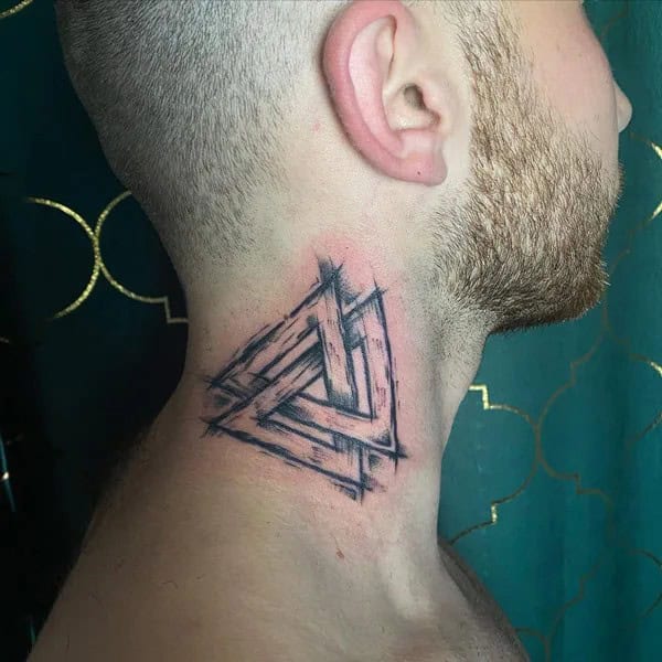 Valknut Neck Tattoo