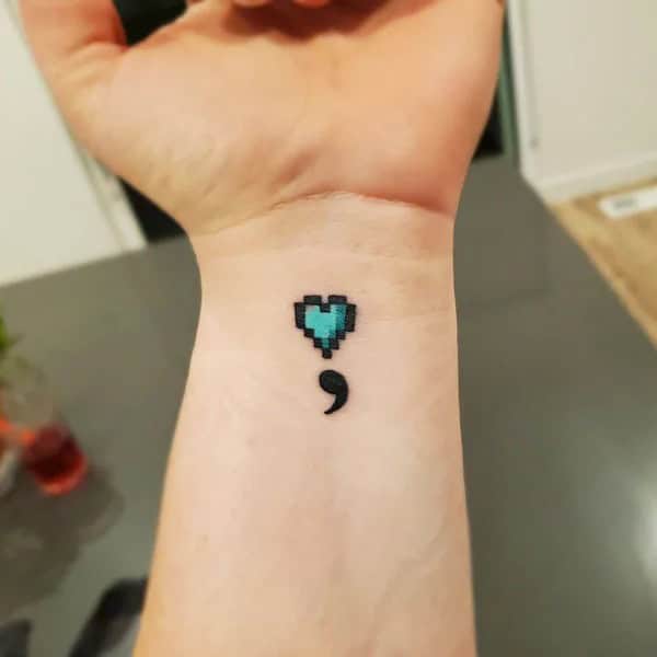 Semicolon Heart Tattoo