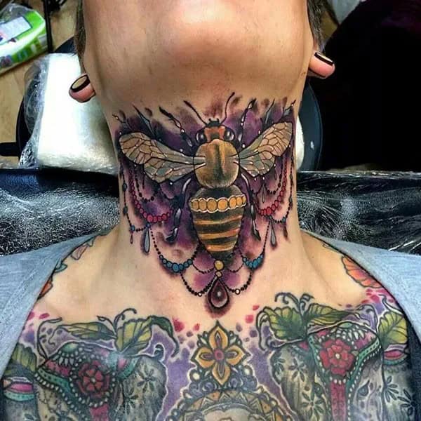 Bee Neck Tattoo