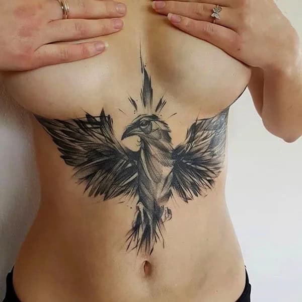 Bird Underboob Tattoo