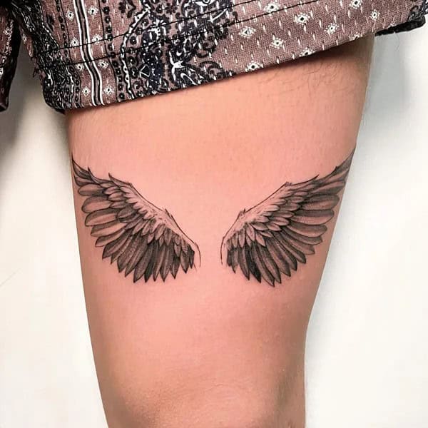 Angel Wings Tattoo On Thigh