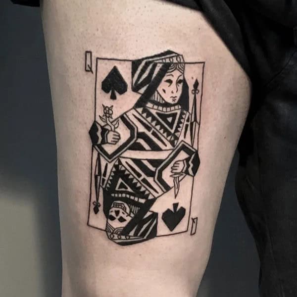 Neo Traditional Queen of Spades Tattoo